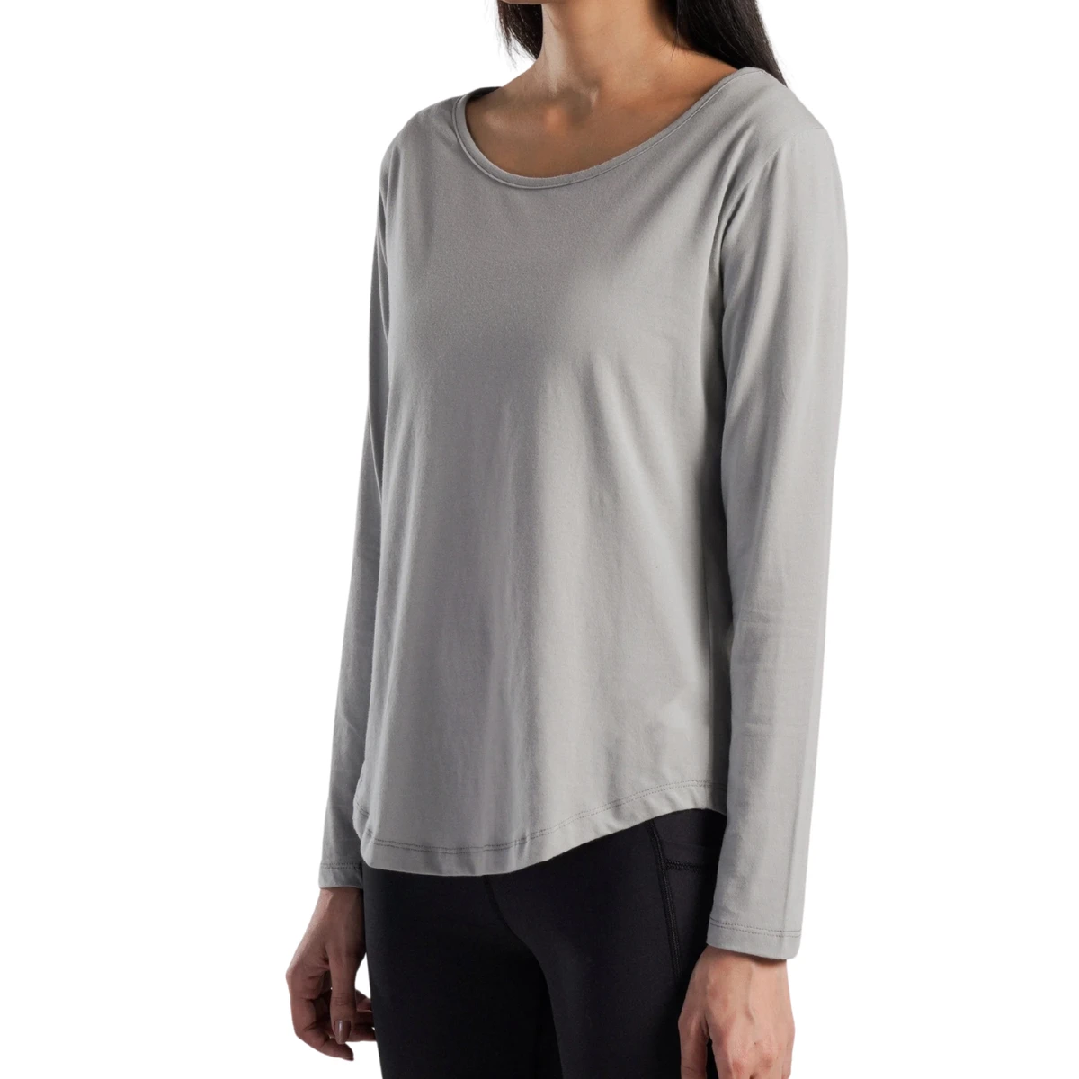 Women Short Sleeve T Shirt Crew Neck Regular Fit Casual Gym Wear Breathable Soft Cotton Fitness Yoga Print Light Grey Customized