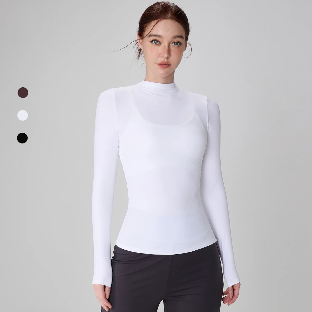 Custom Logo Autumn Winter Running Slim Fit Round Neck Compression Yoga Top Long Sleeve Gym T Shirt Women