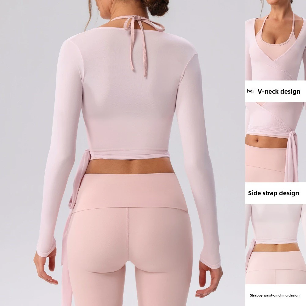 New Arrival Long Sleeve V-Neck Base Layer Top Autumn Pilates Yoga Top for Women Sportswear