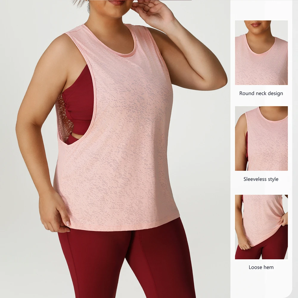 Wholesale Women's Oversized Sleeveless Casual Sport Top Round Neck Breathable Running Training Yoga Vest