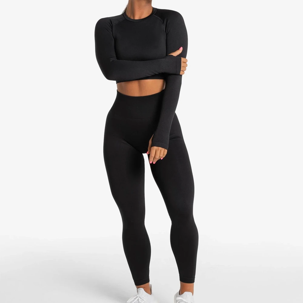 Sports & Active Wear Women's 2-Piece Gym Fitness Yoga Suit Breathable and Lightweight Full Sleeves Top & Legging Yoga Sets