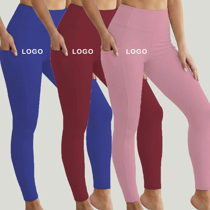Custom Logo Fitness Clothing Women High Waist Gym Yoga Pants Scrunch Butt Lift Woman Leggings With Pockets