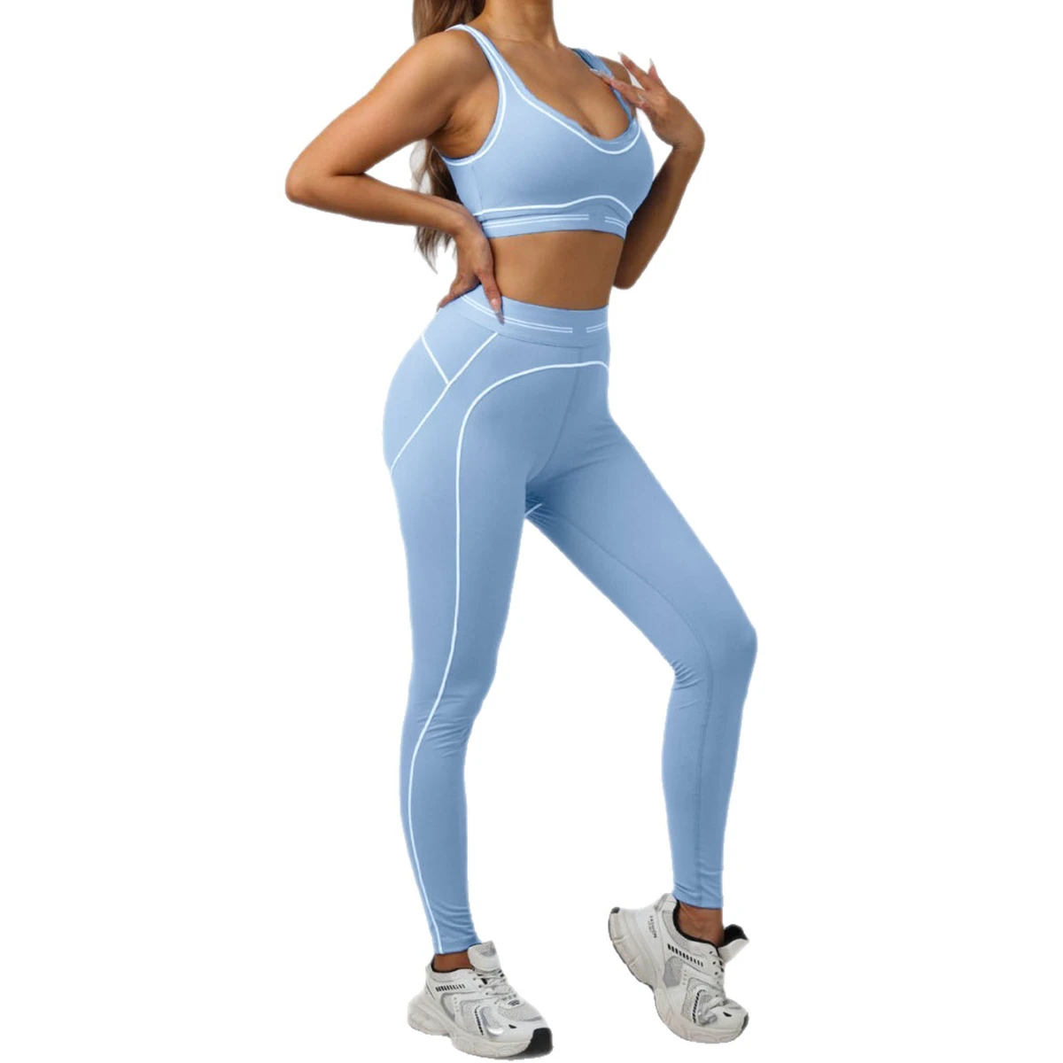 Women's Sets Outdoor StripedSweat-Wicking Shockproof Women's 2-Piece Set Yoga Pilates Fitness Suit Yoga Sets