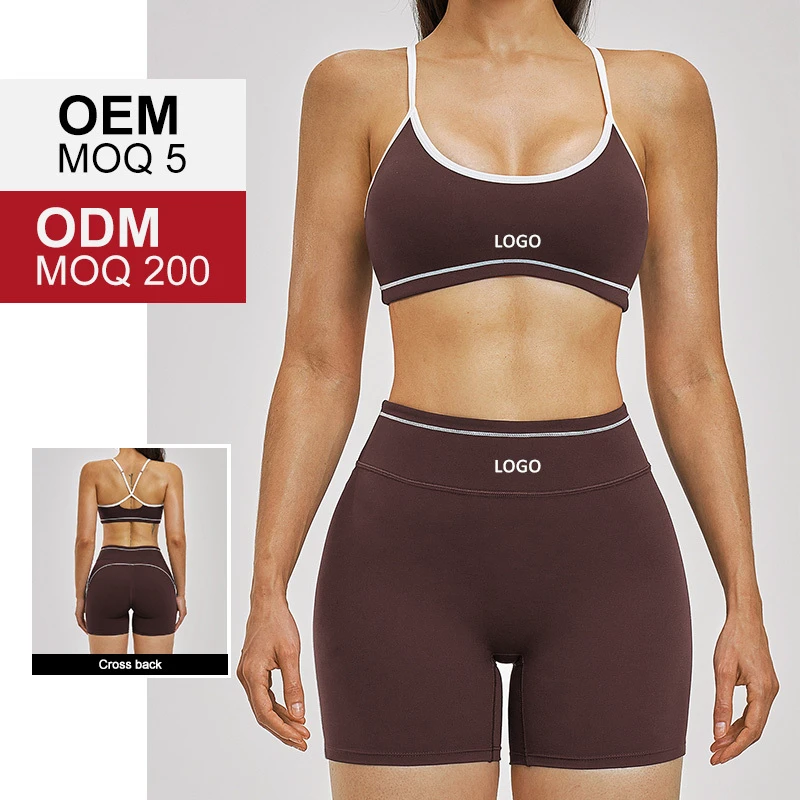 TZ3562-1 Contrasting Color Back Design Sports Bra Lift-hip Quick-Drying Fitness Suit for Outdoor Running Yoga Set