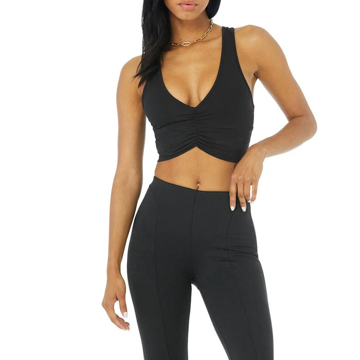 Manufacturing High Quality Scoop Neck Women Sports Bra Racer Back Scrunch Front Top