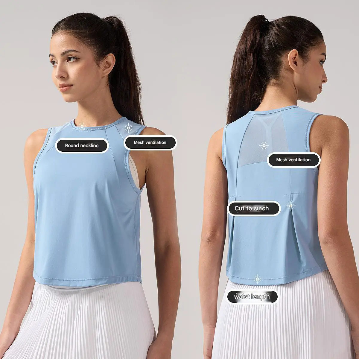 Sexy Women's Mesh Core Quick Drying Breathable Sleeveless Yoga Crop Top Casual Round Neck Cover Shirt Gym Fitness SleevelessTops