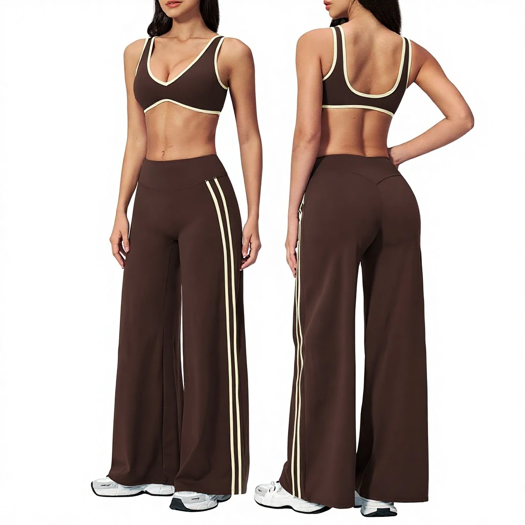 2026 Women Bra and Leggings Pants Tight Yoga Fitness Sports Suit Quick-drying Solid Full Length 2-Piece Set