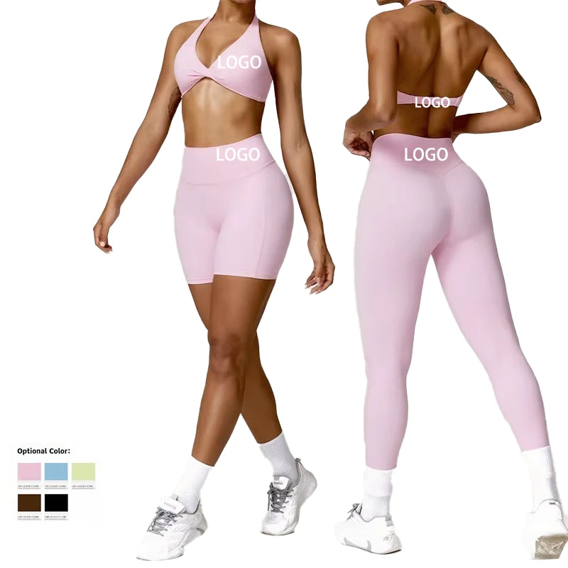 Women 2 Piece Sports Fitness Sets Quick Drying Yoga Top Leggings Beautiful Back Womens Running Naked Tight-Fitting Gym Sets