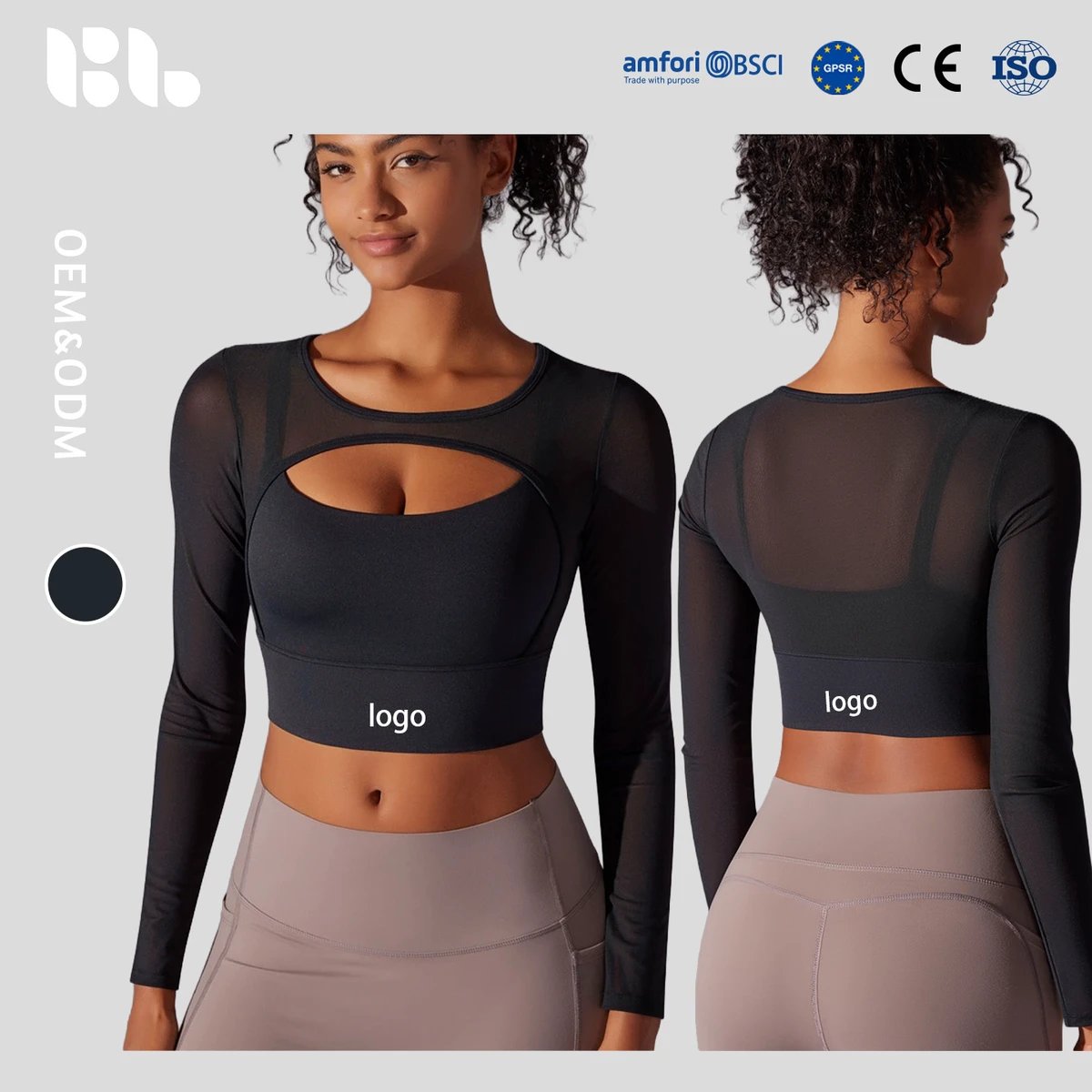 Women's Breathable Lightweight Plus Size Sheer Mesh Long Sleeve Yoga Top Sexy Double Splice Slim Fit Four-Way Stretch Workout