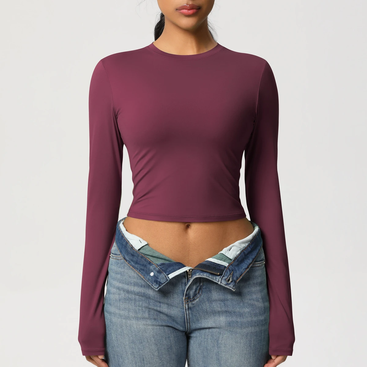 Naked Tight Fitting Sports T-shirt, Quick Drying Breathable Long Sleeved Yoga Suit, Pilates Running Exercise, Long Sleeved Top