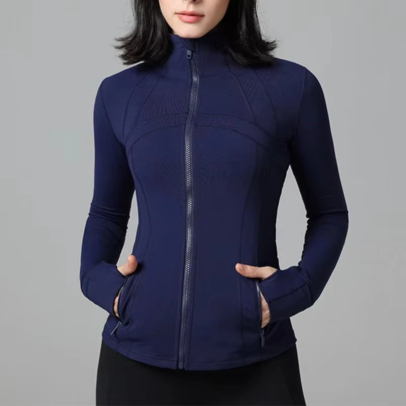 Custom Yoga Women's Long Sleeve Front Full-Zip Breathable Eco-Friendly Buttery Soft Weightless Nylon Waterproof Quick Dry