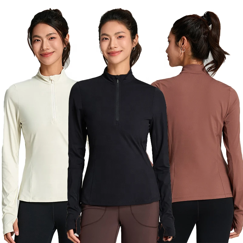 OEM High Quality Breathable Thumb Hold Tops Women Long Sleeves Sport Yoga T-shirts