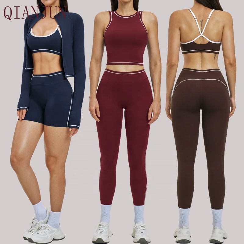 New Fashion Women Activewear Slim Fitting Yoga Set Sleeveless Tank Crop Top High Waist Leggings Fitness Outfit