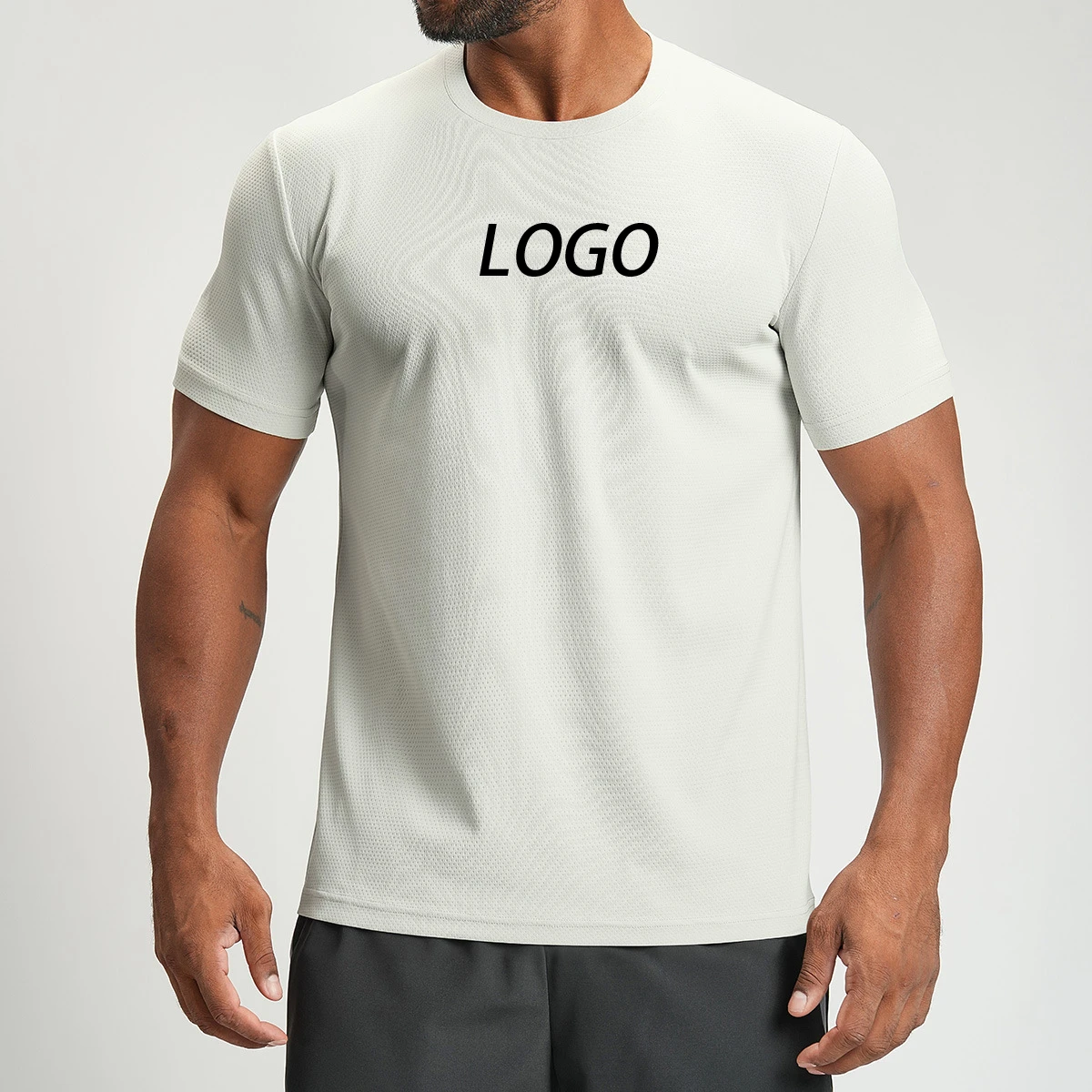 Spring and Summer Men's Sports Top Casual Skin-Friendly Breathable Quick-Dry Round Neck T-Shirt Yoga Fitness Home Short Sleeve
