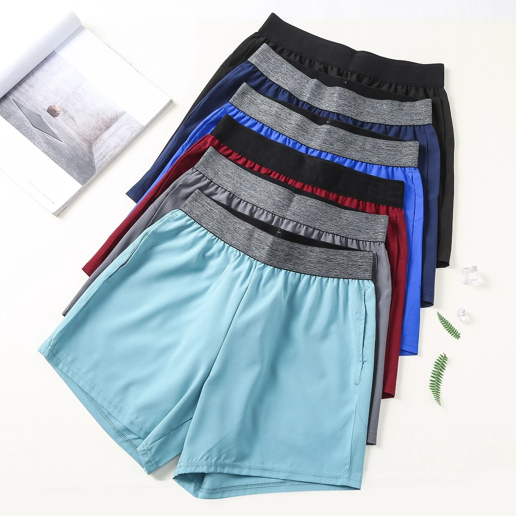 Plus Size Men's Shorts Quick-drying 130g Polyester Training Sport Shorts Elastic Waist Running Gym Shorts With Pockets