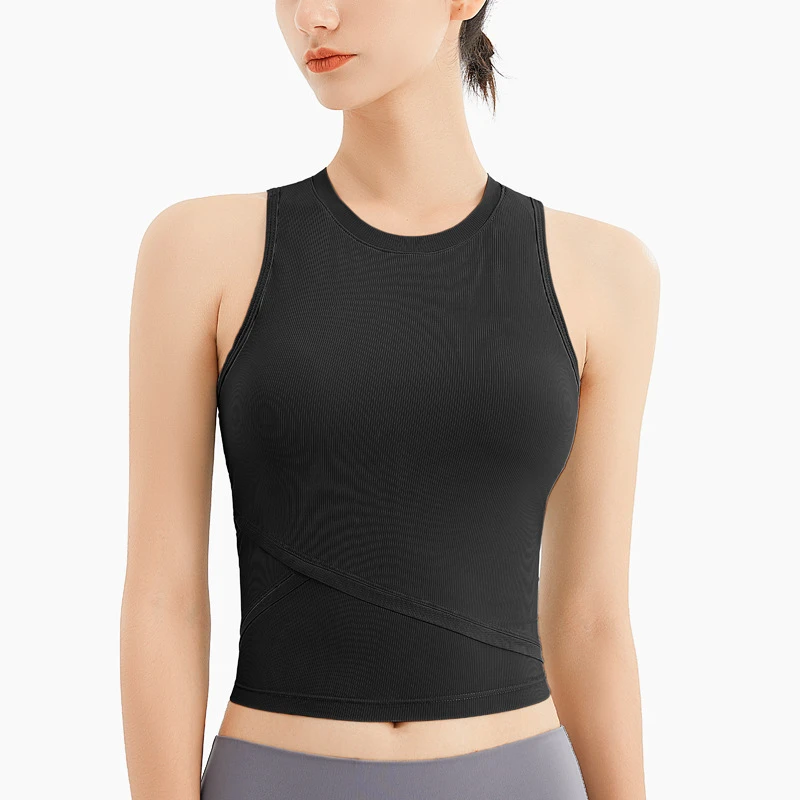 Custom Plain Slim Fit Sleeveless Crop Top Yoga Bra For Gym Tops Outdoor Sports Quick-dry Running Yoga Top For Women