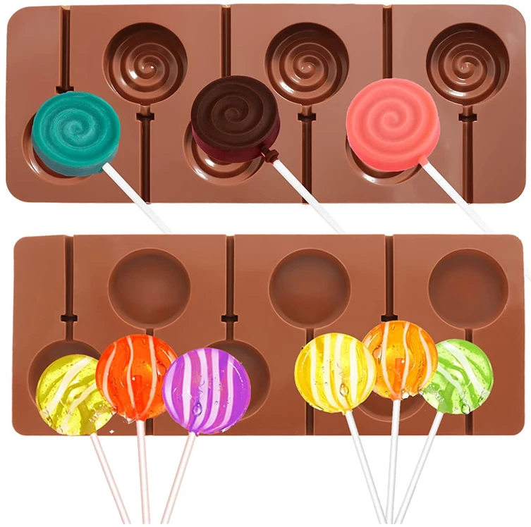 Hot Selling Food Grade Silicone Lollipop Shape Chocolate Candy Molds Baking Pan DIY 3D Mold Heat Resistant 450 Eco-Friendly