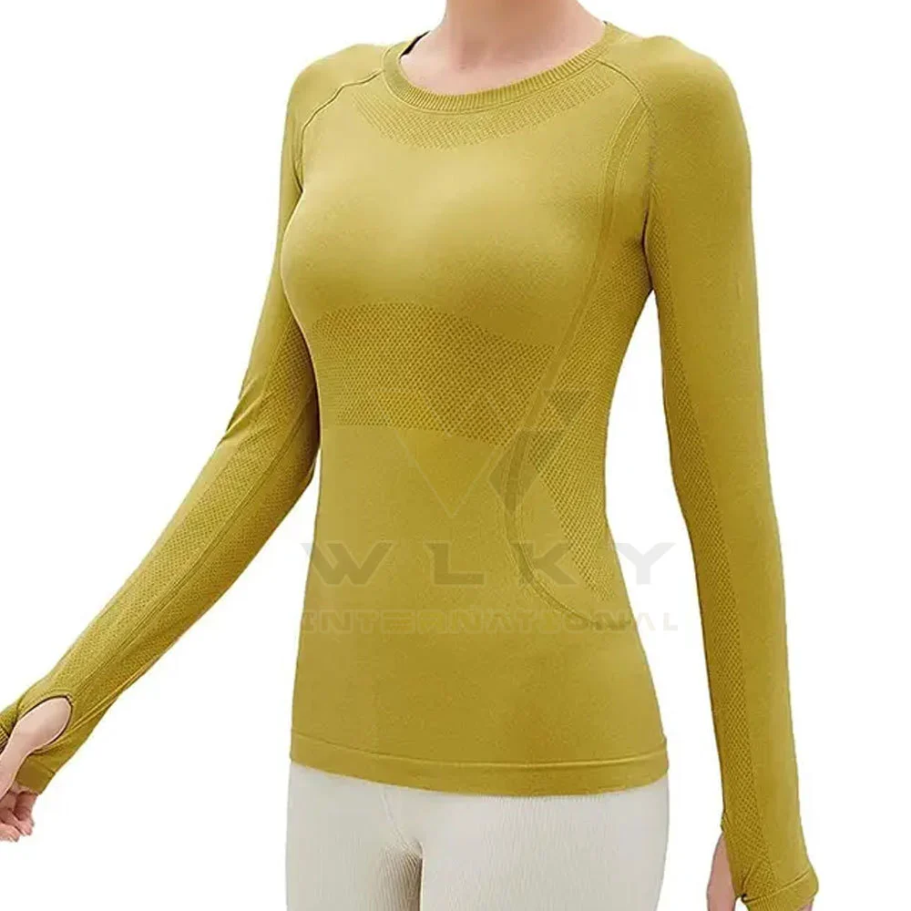 Custom Stand Collar Printed Thermal Compression Shirts Workout Yoga Base Layer Women Long Sleeves Quick Dry Breathable