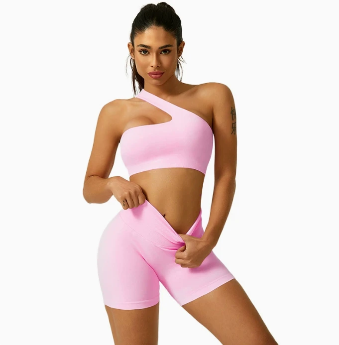 High Quality Plus Size Active Wear Buttery-Soft Nylon One-Shoulder Yoga Sports Bra Solid Breathable Black High Support for Women