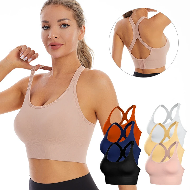 Seamless High Impact High Support Sports Bra CrissCross Back Design Seamless Anti-Sagging Breathable Yoga Bra for Women