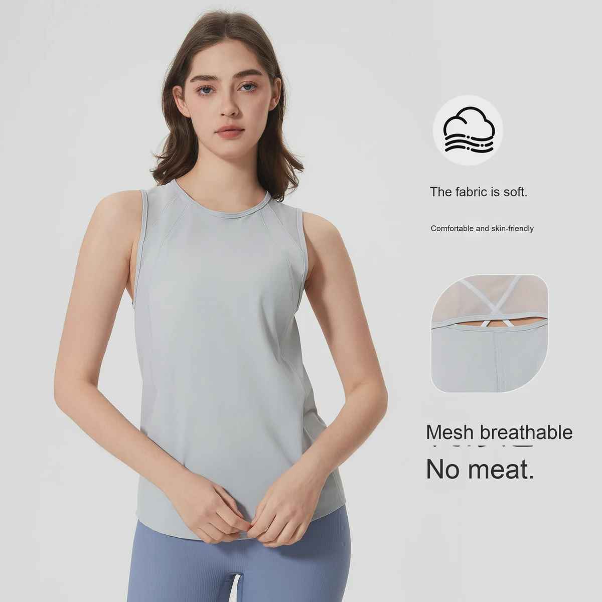 Women's Summer New Quick-Drying Breathable Fitness Sports Vest Thin Outer Wear Sleeveless T-Shirt for Yoga Logo on Front-DT051