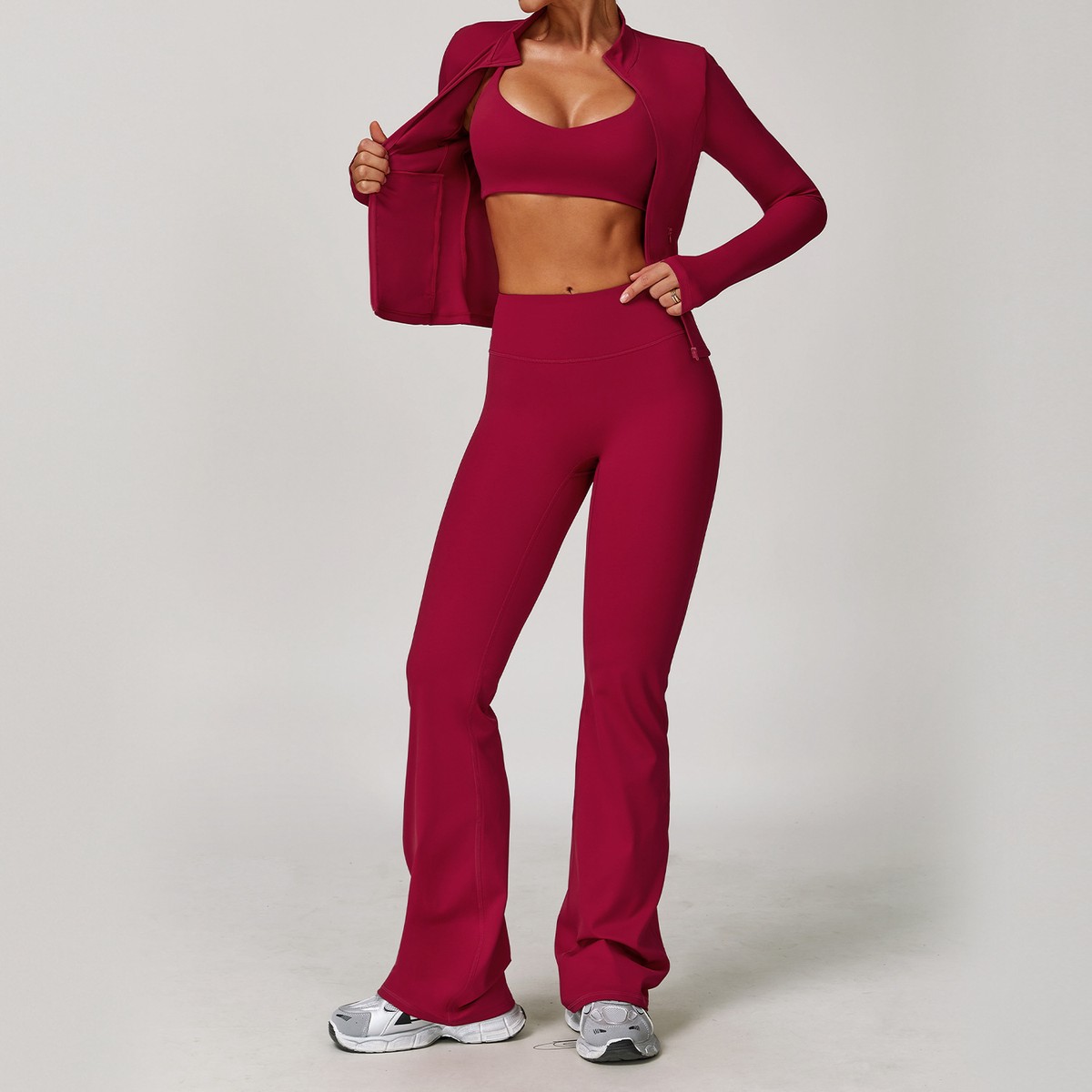 Yoga Shorts Suit Tight Quick-drying Breathable Lightweight Fitness Outdoor Running Sports Three-piece High Elastic Waist Solid