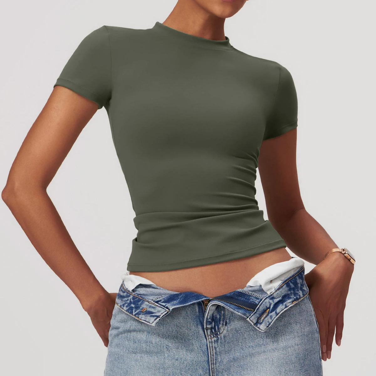 Women's Running Sport T-shirt Summer Short-sleeved Round-neck Breathable and Elastic Fitness, Yoga Slim-fit Sports Top