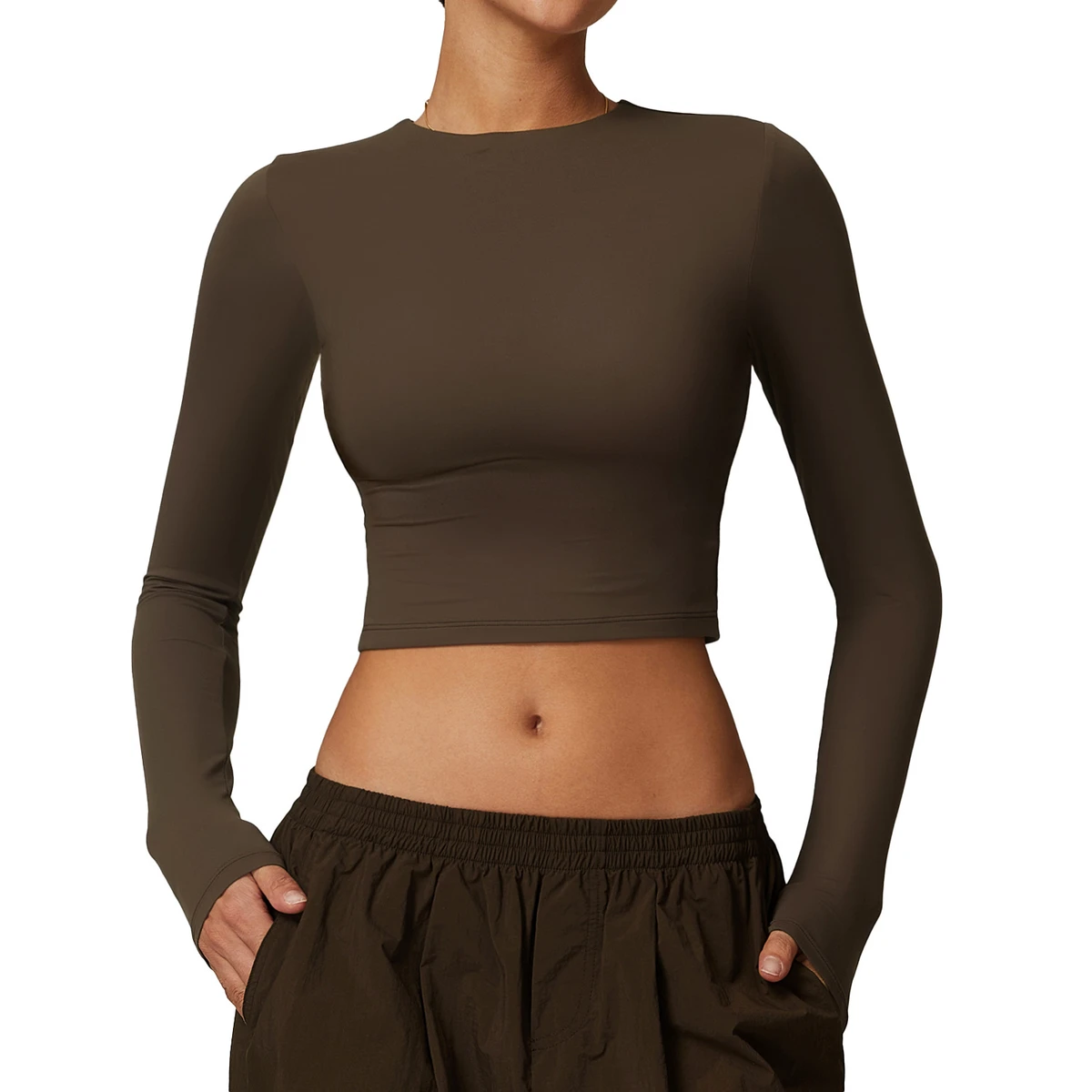 LianDong Breathable Front Long Sleeve Yoga Suit Slimming Sports Tight Running Fitness Top Yoga Sports Wear