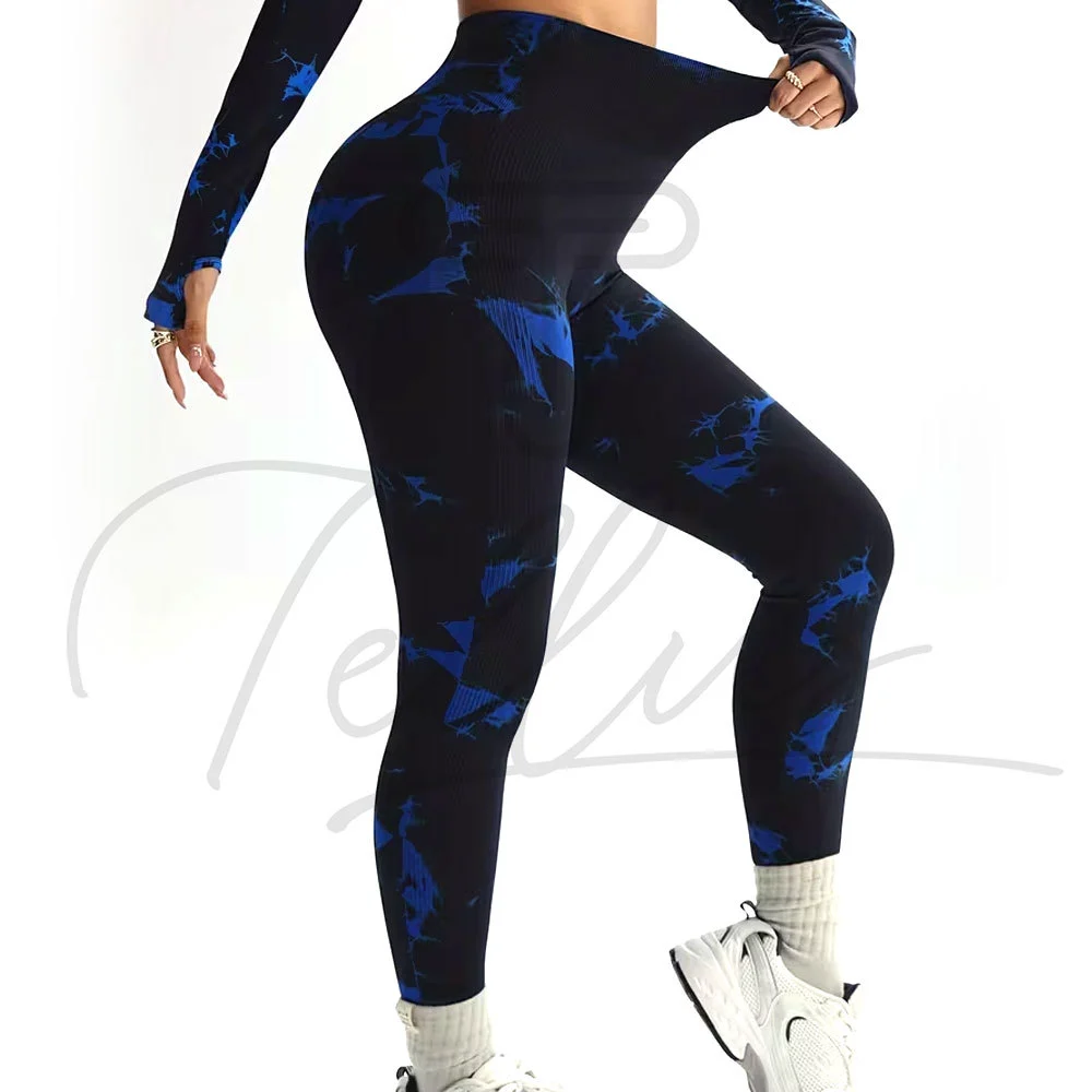 High Waist Elastic Waist Fitness Leggings OEM Design Push-Up Seamless Full Length Print Pattern Four-Way Stretch Breathable