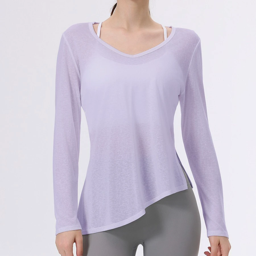For Breathable Chicken Collar Casual Sports Top Blouse Women's Professional Fitness Long Sleeve Yoga Clothes