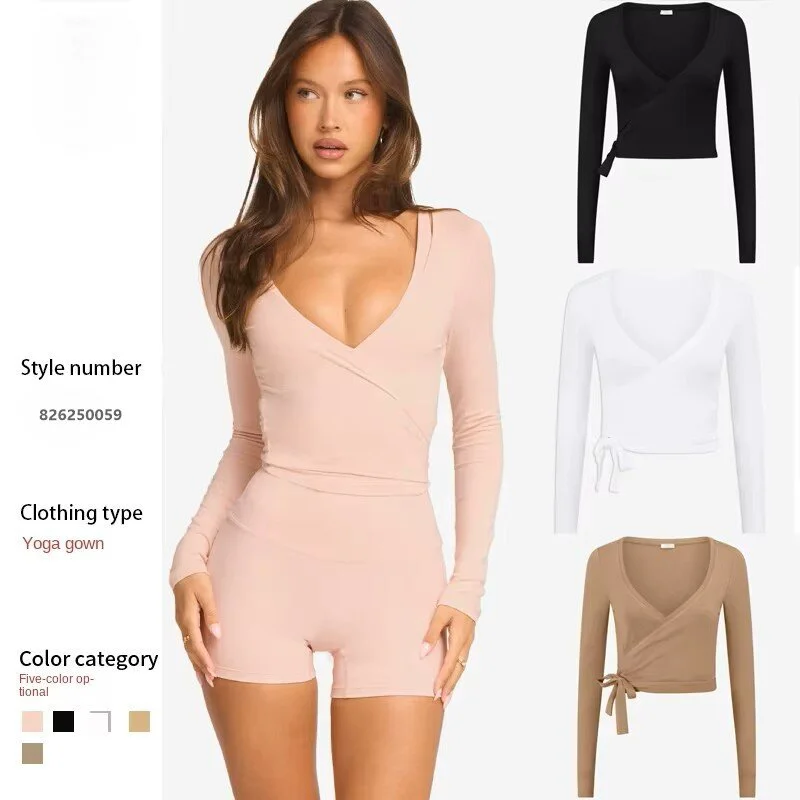 Women's Yoga Overalls Halter Neck V-neck High-Waisted Elastic Waist Breathable Solid Spandex/Nylon 3-Piece Set Wrinkle-Resistant