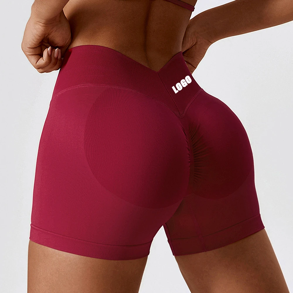 V Back High Waist Booty Running Workout Fitness Seamless Scrunch Butt Lifting Yoga Push Up Para Mujeres Gym Shorts Women