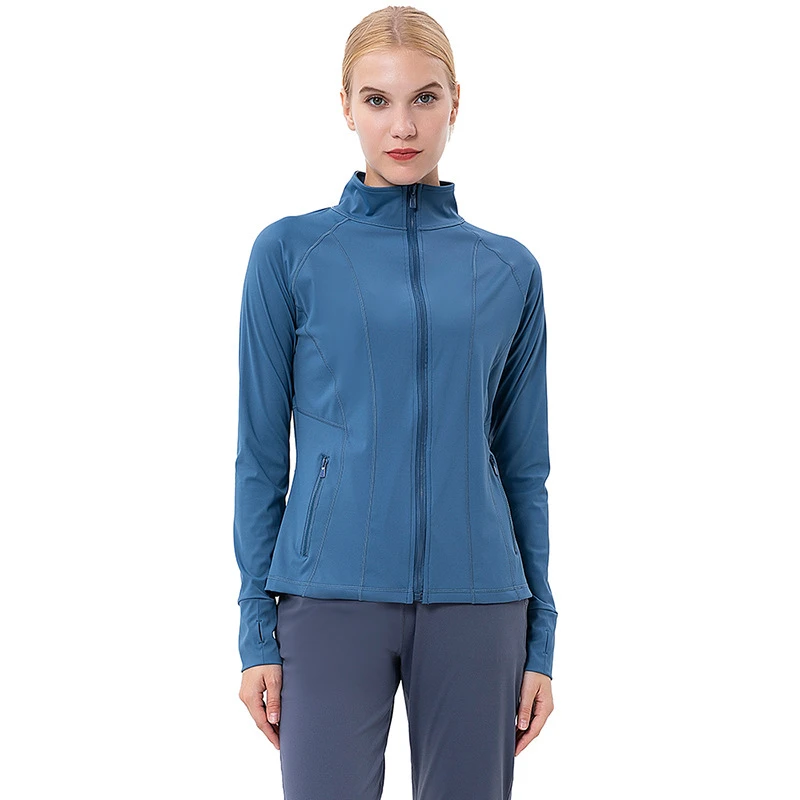 Women's Breathable Yoga Jacket Yoga Top Nine-Quarter Sleeve Stand Collar Spandex/Polyester Solid Outdoor Running Jacket