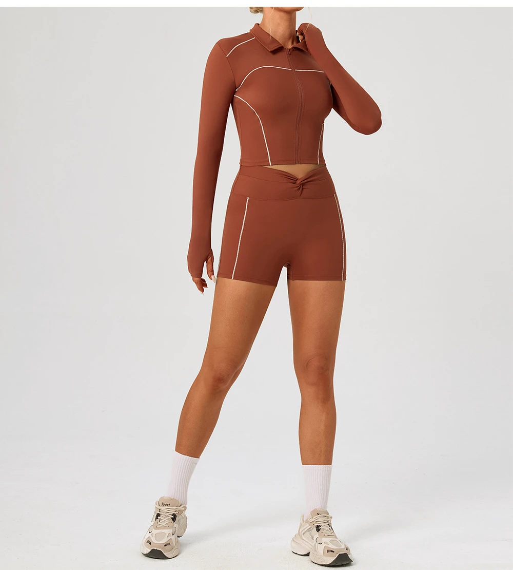 2026 Custom Plus Size 5-Piece Activewear Gym Fitness Yoga Wear V-Neck Sports Vest Butt Lift Leggings Shorts Spandex/Nylon Active