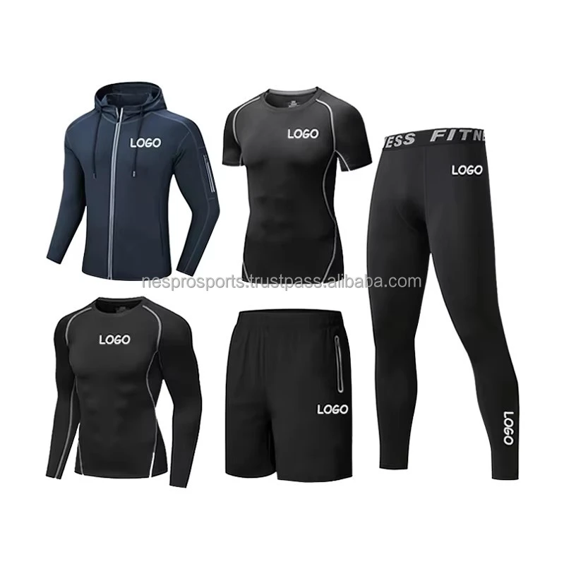 2025 Trending Yoga Wear Set Solid Pattern 5-Piece Seamless Four-Way Stretch Eco-Friendly Commercial Customizable