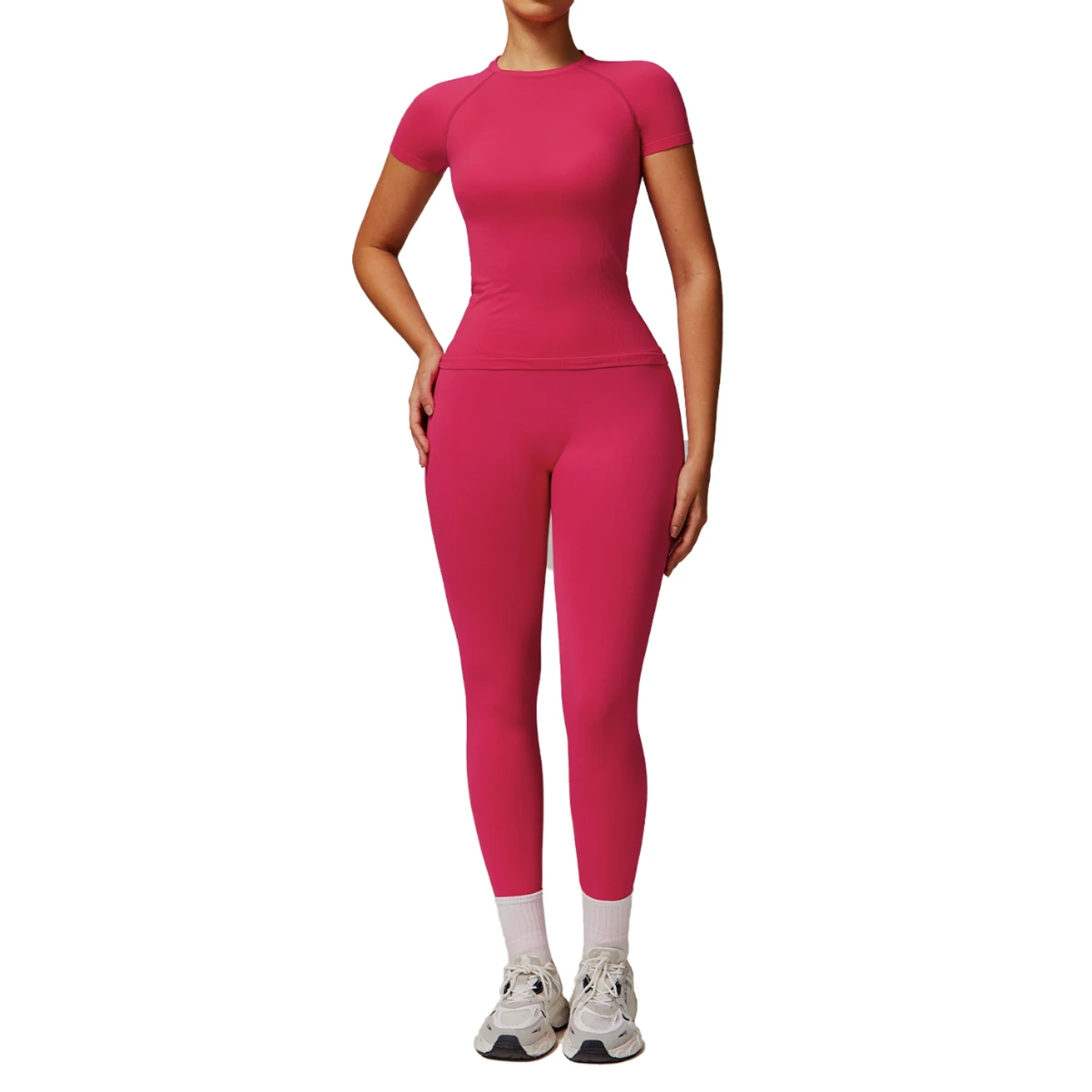 High Stretch 6-Piece Yoga Set with Stitched Details Four-Way Stretch Eco-Friendly Spandex/Nylon Plus Size Fitness Yoga Wear