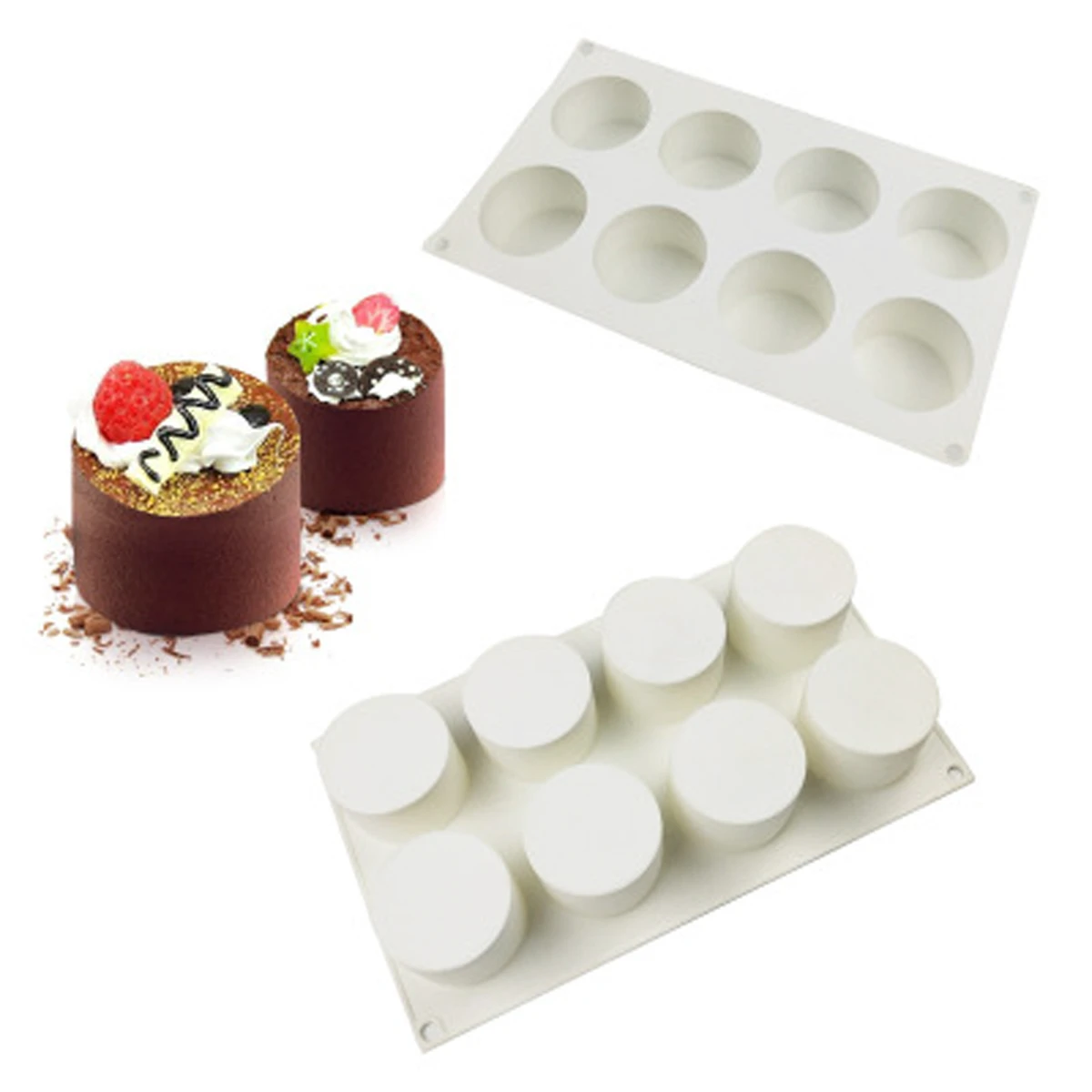 Eco-Friendly Silicone Mold Mousse Cake Cylindrical 3D French Dessert Reusable Non-Stick Manual Chocolate Handmade Soap Oven Safe