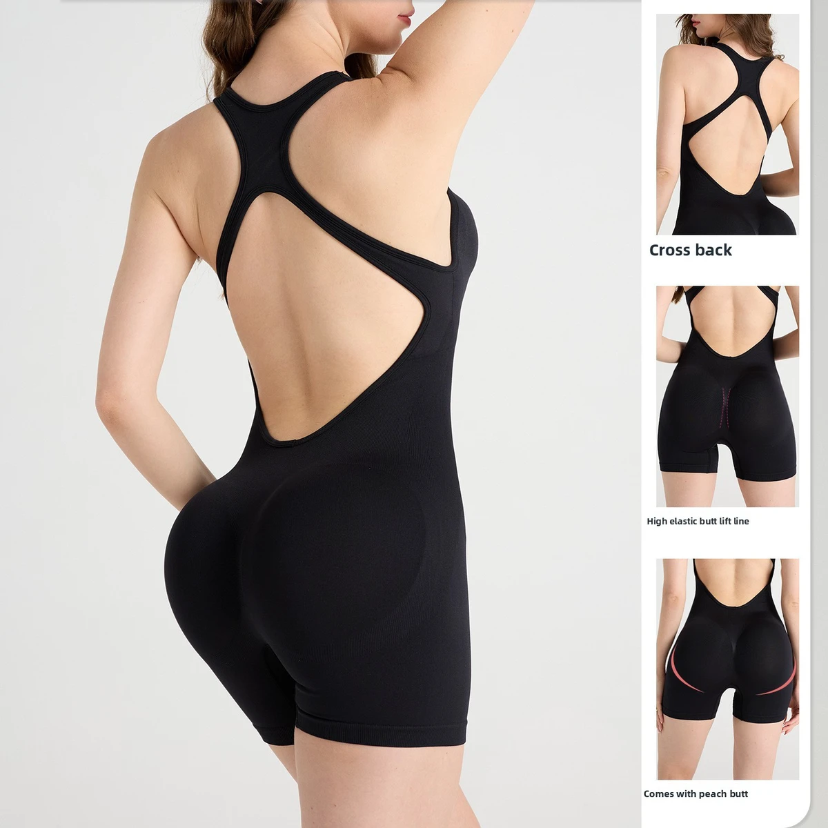 European American-style Women's Yoga Suit 2-Piece Set Breathable Spandex/Nylon Hollow-Out Back Chest Pad Detachable Shorts Waist