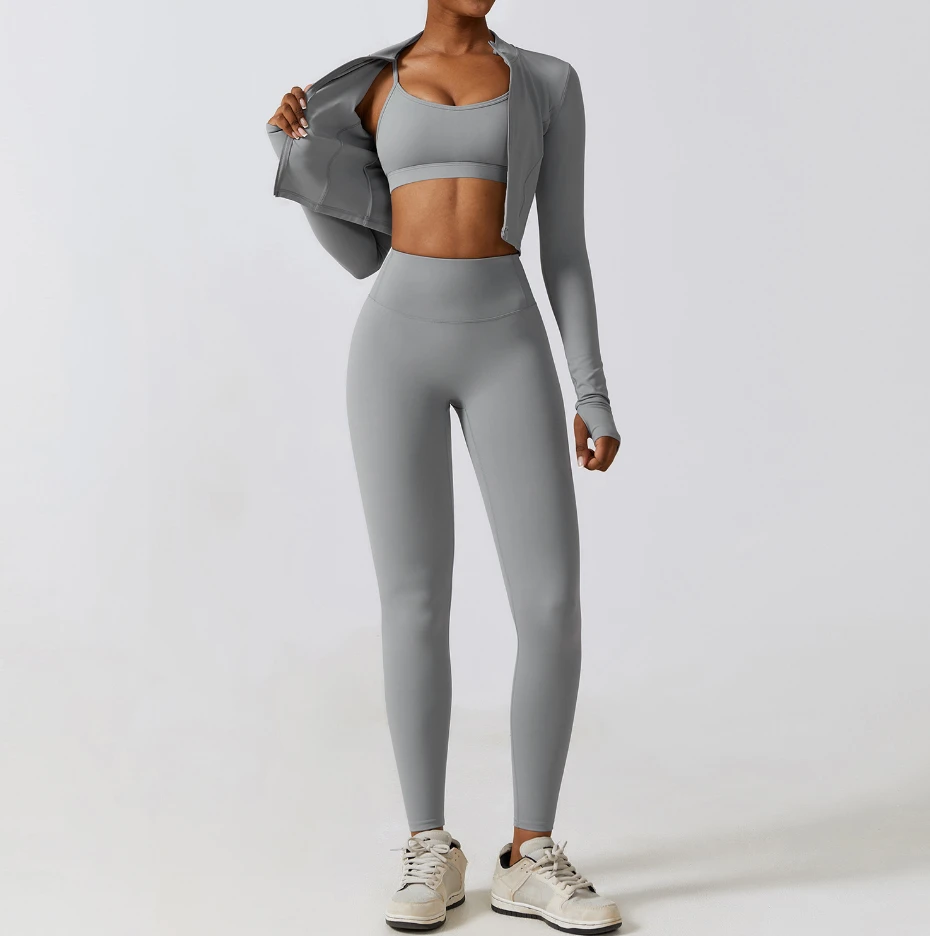 Wholesale Fitness Yoga Wear Fitness Sets Leggings Bra Shawl Jacket for Women Yoga Gym Fitness 5 Pieces Sets