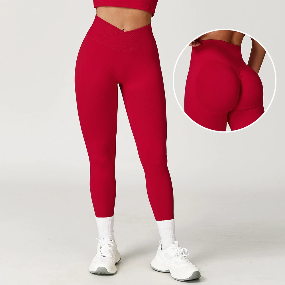 New Quick Drying Breathable Hip Lifting Seamless Yoga Pants Cross High Waist Tight Leggings Running Sports Fitness Pants