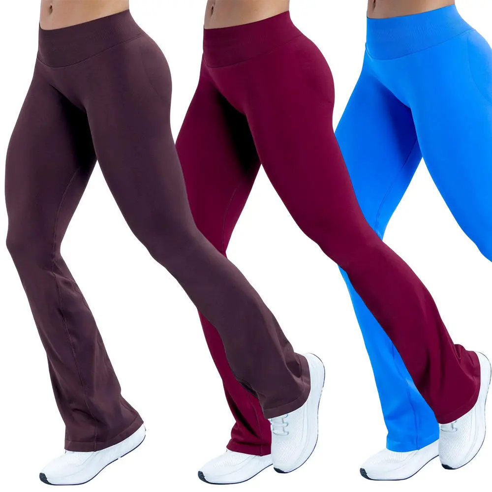 2026 LY New Janya Wholesale Womens Low Elastic Butt Lift Sports Leggings Seamless Yoga Flare Pants Four-Way Stretch Breathable