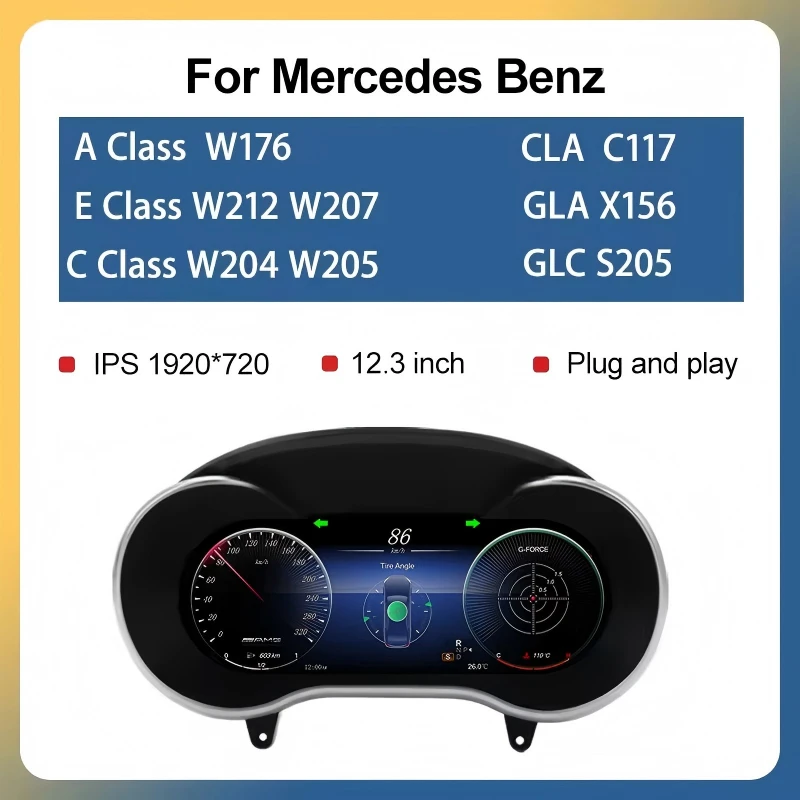 2026 New Lcd Digital Dashboard Cluster Digital Speedometer for Mercedes Benz a Class W176 GLA CLA C117 GLC W205 W212 W207