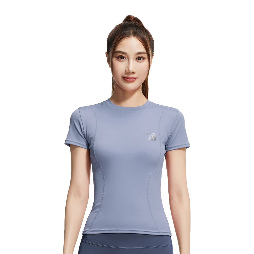 Wholesale Quick Drying T-shirt Women Slim-fit Running Fitness Training High Elastic Breathable Yoga Short Sleeve Top