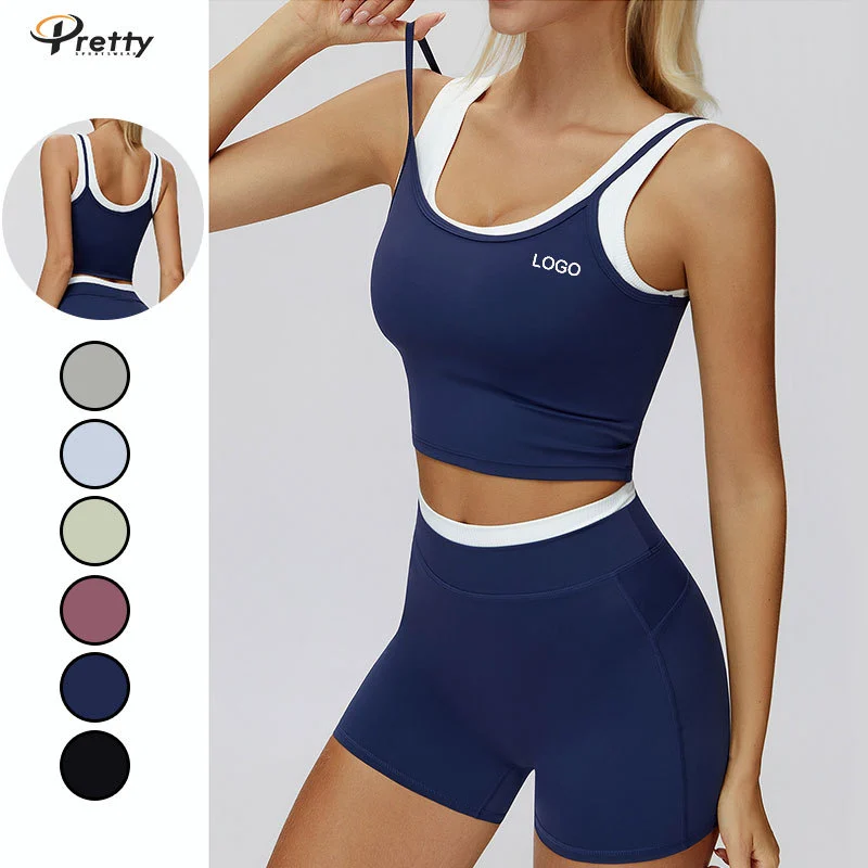 2025 Logo Custom Hot Color Blocking Sale Yoga Women's Clothing Vest Yoga Top Workout Fitness Nylon + Spandex