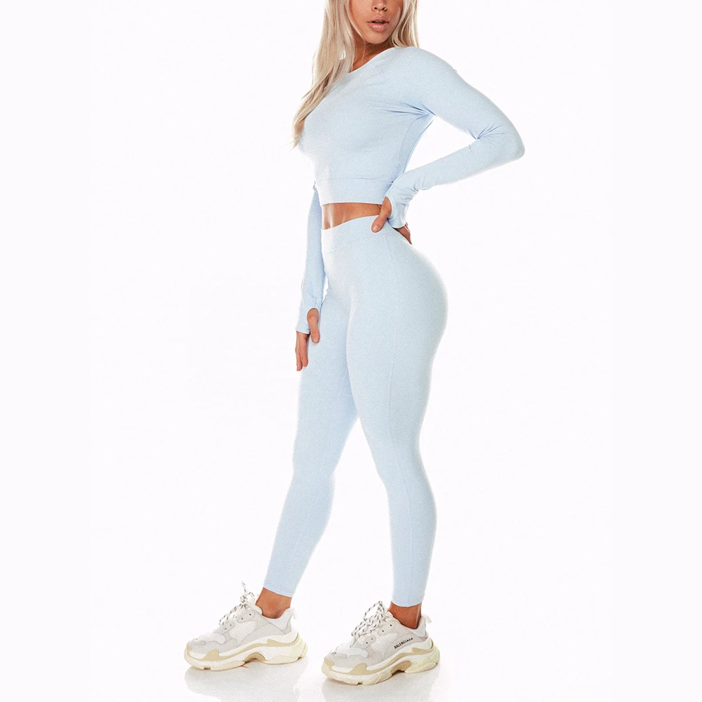 Hot Sale High Quality Breathable Solid Sports Bra High Waist Leggings Suit Women Sportswear Two Piece Yoga Workout Clothes Set
