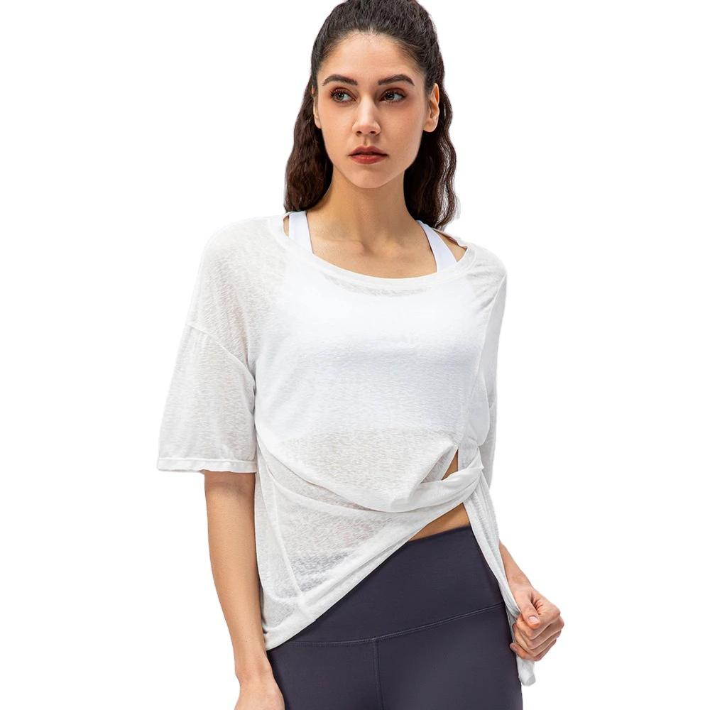 GZYEL-22223 Quick-dry Breathable Round Neck T-shirt Women's Sports Running Short Sleeve Clothes Ladies Fitness Yoga Top