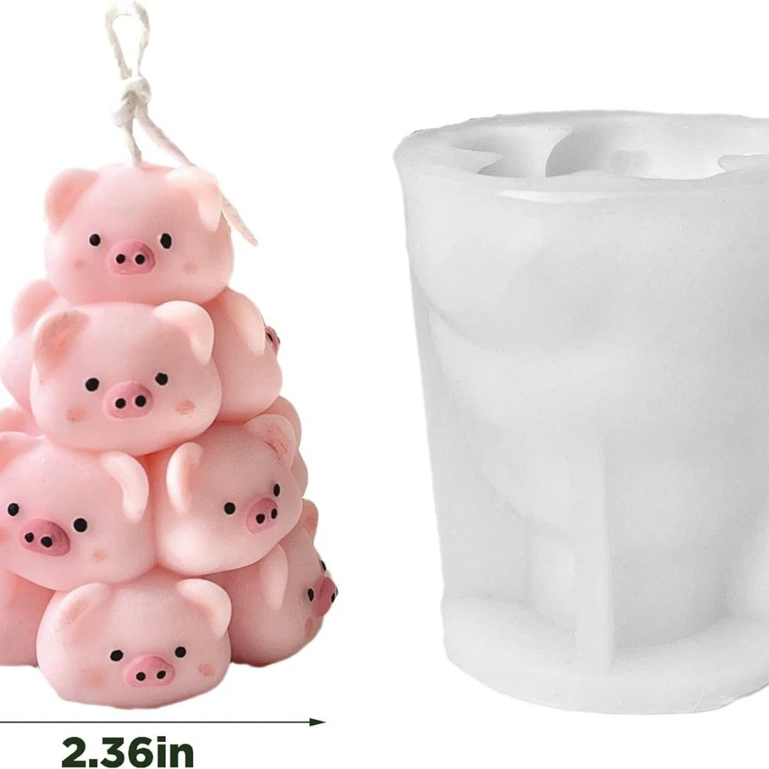 UNIMOULD Factory Pig Cute Animal 3D DIY Eco-Friendly Durable Silicone Candle Mold Home Decoration Scented Dishwasher Safe
