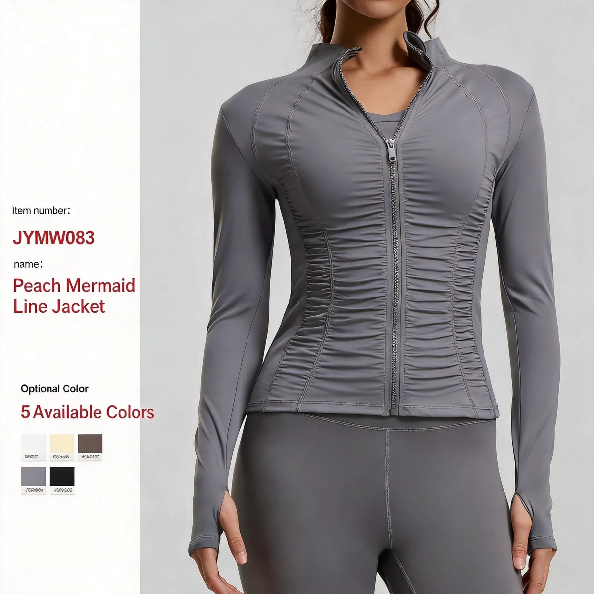 Custom Nylon Spandex Quick Dry Slim Fit Breathable Women Yoga Jacket Sports Top with Stand Collar for Gym Yoga Running Workout