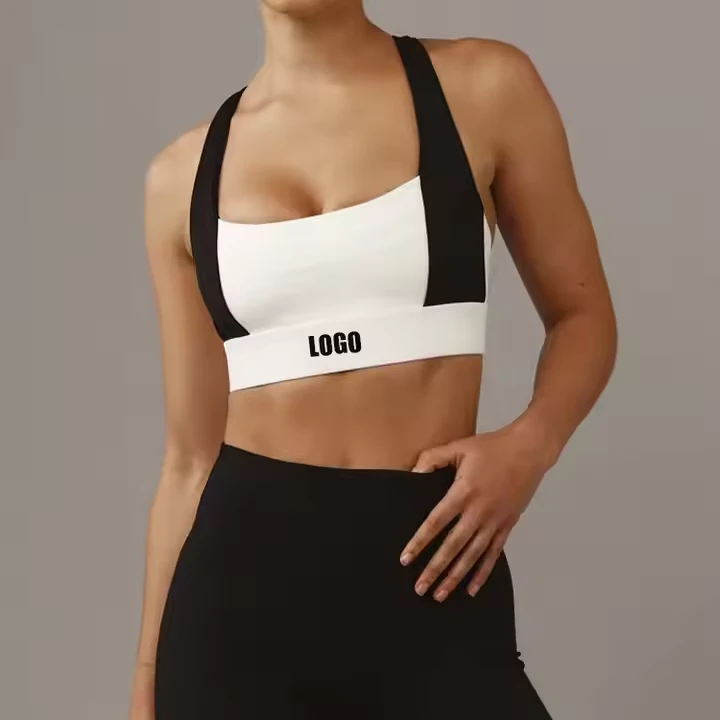 OEM Manufacturers Gym Color Blocked Adjustable Back Strap High Support Sports Bra for Women