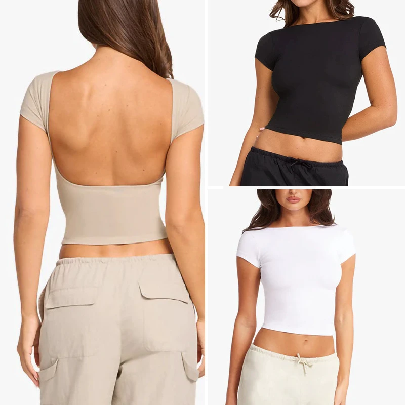 Wholesale Quick Dry Yoga T-shirts Fitness Workout Shirts Naked Feeling Sports Short Sleeve for Women